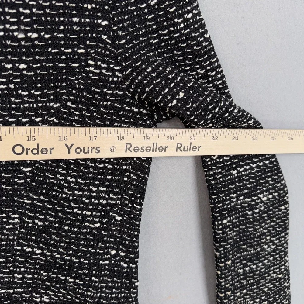 St John Blazer Womens 8 Black White Knit Shawl Collar Wool Blend Jacket Sweater